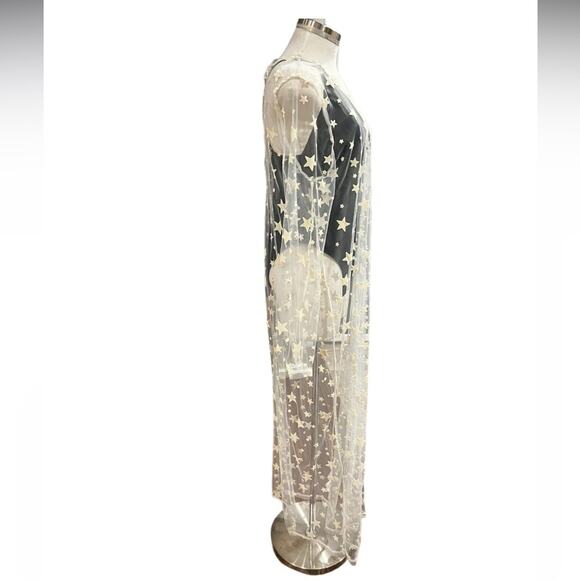 BOOHOO STAR MESH MAXI BEACH KIMONO COVERUP SIZE L NWT - Picture 6 of 8